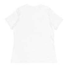 Load image into Gallery viewer, 410.C(W) - White - BIG PRINT - Purple/Old Gold/Black Text - Women&#39;s Relaxed T-Shirt
