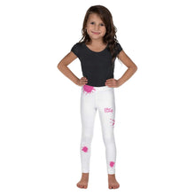 Load image into Gallery viewer, Camia Paint - White - Pink Text/Pink Paint Splashes - Kid&#39;s Leggings
