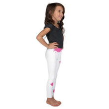 Load image into Gallery viewer, Camia Paint - White - Pink Text/Pink Paint Splashes - Kid&#39;s Leggings
