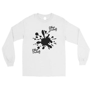 E.D.A Signature Small Print - Paint Splash Coll #5 - Black Text/Paint Splash - Avail In The Colors Of MILITARY GREEN, WHITE, MAROON, ROYAL BLUE, RED - Men's Long Sleeve Shirt