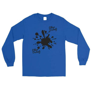 E.D.A Signature Small Print - Paint Splash Coll #5 - Black Text/Paint Splash - Avail In The Colors Of MILITARY GREEN, WHITE, MAROON, ROYAL BLUE, RED - Men's Long Sleeve Shirt