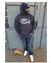 Load image into Gallery viewer, E.D.A Signature BIG PRINT - Navy Blazer With White Text - Unisex Hoodie**NOTE This Hoodie &quot;RUN SMALL&quot; Please Order A Size Bigger Than Your Normal Size.
