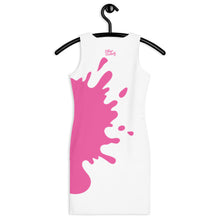 Load image into Gallery viewer, Paint Everywhere #3 - White, With Pink Paint Splash Design/Text - Sublimation Cut &amp; Sew Dress
