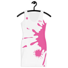 Load image into Gallery viewer, Paint Everywhere #3 - White, With Pink Paint Splash Design/Text - Sublimation Cut &amp; Sew Dress
