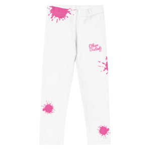 Camia Paint - White - Pink Text/Pink Paint Splashes - Kid's Leggings