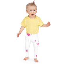 Load image into Gallery viewer, Camia Paint - White - Pink Text/Pink Paint Splashes - Kid&#39;s Leggings
