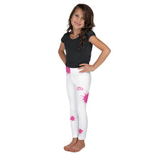 Load image into Gallery viewer, Camia Paint - White - Pink Text/Pink Paint Splashes - Kid&#39;s Leggings
