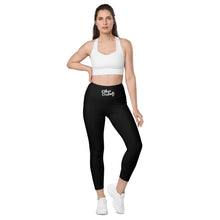 Load image into Gallery viewer, Art 101- Black - White Text - Leggings With SIDE POCKETS
