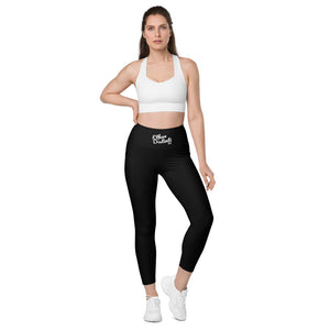 Art 101- Black - White Text - Leggings With SIDE POCKETS