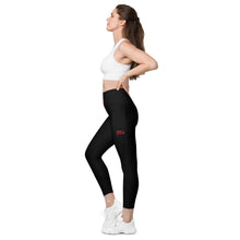 Load image into Gallery viewer, Art 101 - Black - Red Text - Leggings With SIDE POCKETS
