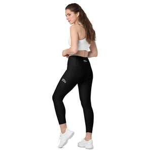 Art 101- Black - White Text - Leggings With SIDE POCKETS