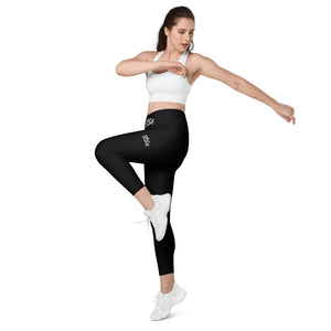 Art 101- Black - White Text - Leggings With SIDE POCKETS