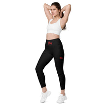 Load image into Gallery viewer, Art 101 - Black - Red Text - Leggings With SIDE POCKETS
