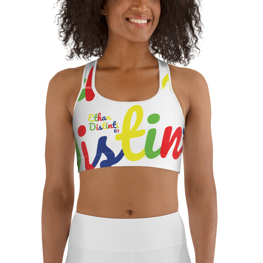 E.D.A 4 Colors Signature - White - Wrap Around With White Piping - Sports bra