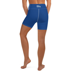 E.D.A Signature Revised - Blue 2 - White Stitching - Yoga Shorts