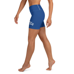 E.D.A Signature Revised - Blue 2 - White Stitching - Yoga Shorts