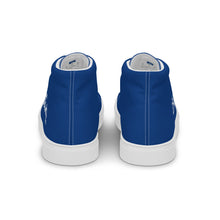 Load image into Gallery viewer, EDM - Royal Blue - White Text - Men’s High Top Canvas Sneakers
