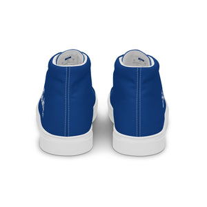 EDM - Royal Blue - White Text - Men’s High Top Canvas Sneakers