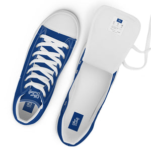 EDM - Royal Blue - White Text - Men’s High Top Canvas Sneakers