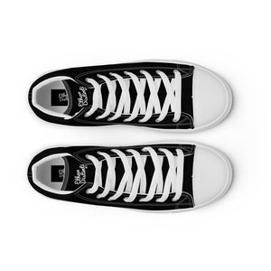 EDM - Black - White Text - Men’s High Top Canvas Sneakers