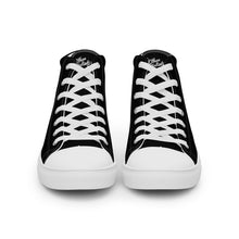 Load image into Gallery viewer, EDM - Black - White Text - Men’s High Top Canvas Sneakers
