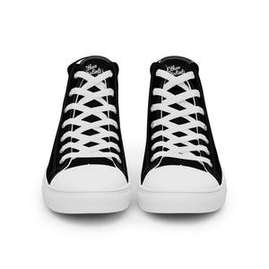 EDM - Black - White Text - Men’s High Top Canvas Sneakers