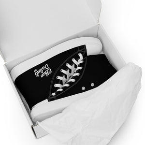 EDM - Black - White Text - Men’s High Top Canvas Sneakers