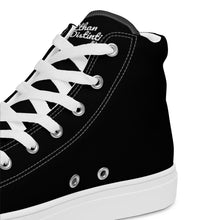 Load image into Gallery viewer, EDM - Black - White Text - Men’s High Top Canvas Sneakers
