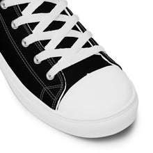 Load image into Gallery viewer, EDM - Black - White Text - Men’s High Top Canvas Sneakers
