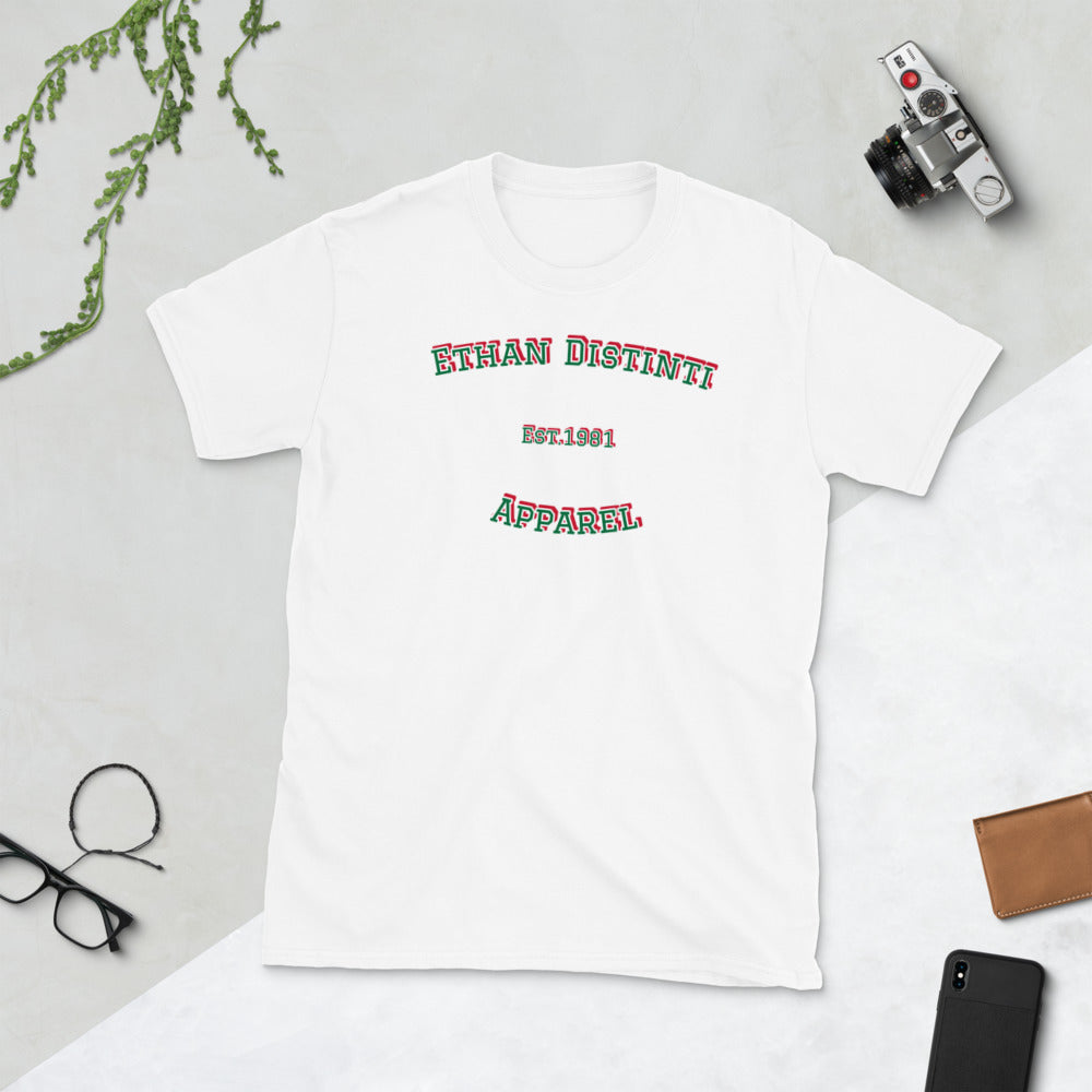 Graduate #1 - White With Green Text, Red Outline - Short-Sleeve Unisex T-Shirt