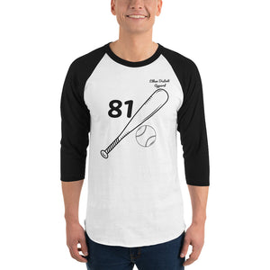 White / Black - Black Text - 3/4 sleeve raglan shirt