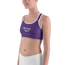 Load image into Gallery viewer, Purple With White Text - Sports bra
