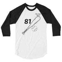 Load image into Gallery viewer, White / Black - Black Text - 3/4 sleeve raglan shirt
