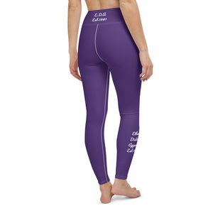 Purple With White Text - Yoga Leggings