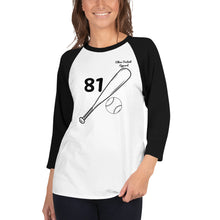 Load image into Gallery viewer, White / Black - Black Text - 3/4 sleeve raglan shirt
