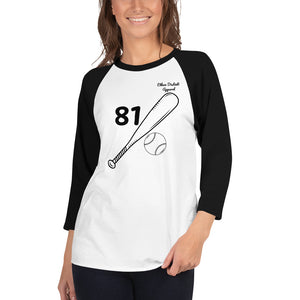 White / Black - Black Text - 3/4 sleeve raglan shirt