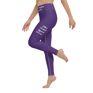 Purple With White Text - Yoga Leggings