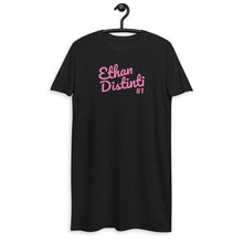 Load image into Gallery viewer, E.D.A Signature - T-Shirt, Pink Text - Dress Coll #1 - Organic Cotton T-Shirt Dress
