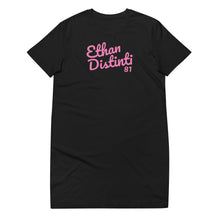 Load image into Gallery viewer, E.D.A Signature - T-Shirt, Pink Text - Dress Coll #1 - Organic Cotton T-Shirt Dress
