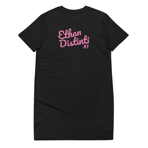 E.D.A Signature - T-Shirt, Pink Text - Dress Coll #1 - Organic Cotton T-Shirt Dress