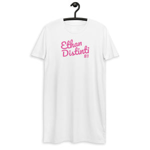 E.D.A Signature - T-Shirt, Pink Text - Dress Coll #1 - Organic Cotton T-Shirt Dress