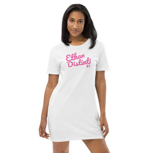 E.D.A Signature - T-Shirt, Pink Text - Dress Coll #1 - Organic Cotton T-Shirt Dress