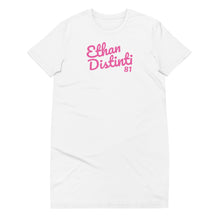 Load image into Gallery viewer, E.D.A Signature - T-Shirt, Pink Text - Dress Coll #1 - Organic Cotton T-Shirt Dress
