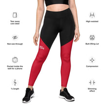 Load image into Gallery viewer, E.D.A Signature Rightside - Red / Black - Sports Leggings
