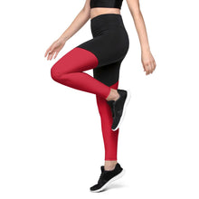 Load image into Gallery viewer, E.D.A Signature Rightside - Red / Black - Sports Leggings
