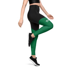 Load image into Gallery viewer, E.D.A Signature Rightside - Green 1 / Black - Sports Leggings
