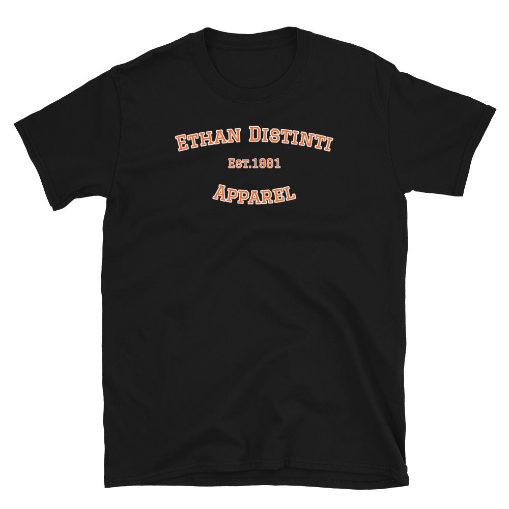 Graduate - Black With Orange Text , White Outline - Short-Sleeve Unisex T-Shirt