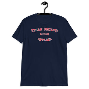 Graduate - Navy With Red Text , White Outline - Short-Sleeve Unisex T-Shirt