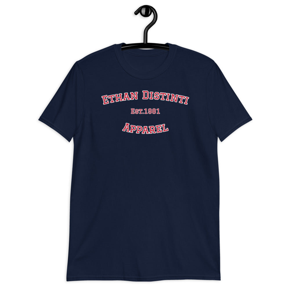 Graduate - Navy With Red Text , White Outline - Short-Sleeve Unisex T-Shirt