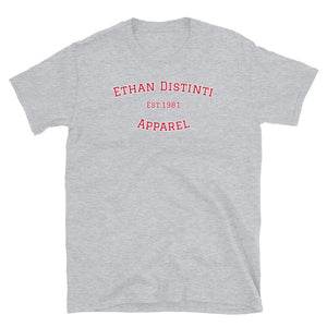 Graduate - Sport Grey With Red Text , White Outline - Short-Sleeve Unisex T-Shirt